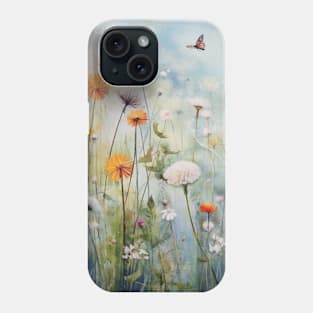 Wildflowers Botanical Daisy Flowers Dandelion Dragonfly Phone Case