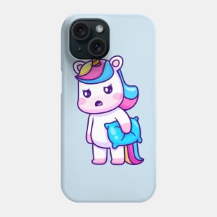 Cute Sleepy Unicorn Holding Pillow Cartoon Phone Case