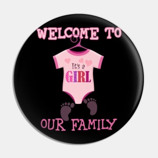 Girl welcome to our family baby showerparty Pin