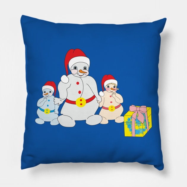 Snowman family Pillow by Alekvik