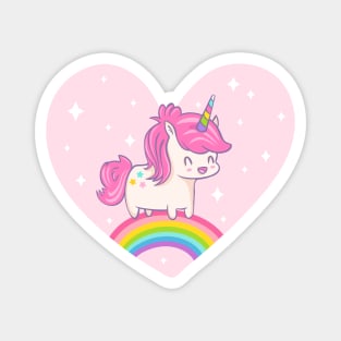 Cute unicorn and rainbow Magnet