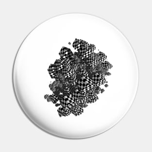 Geometric cubes in black and white check pattern. Pin