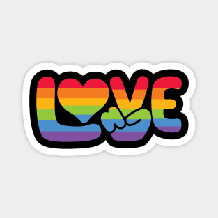 LOVE - Pride - Rainbow Heart & Peace Sign Magnet
