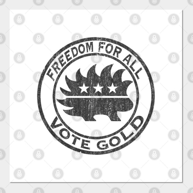 Libertarian Porcupine Freedom For All Logo Vote Gold Black
