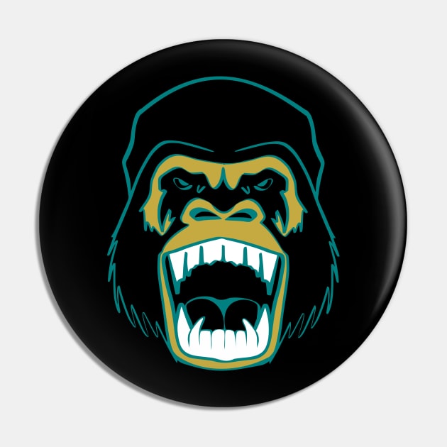 Angry Gorilla Face Pin by Gorilla-Tees