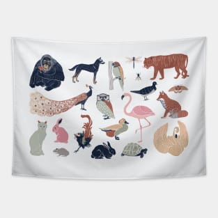 Vintage Animal Collection Tapestry