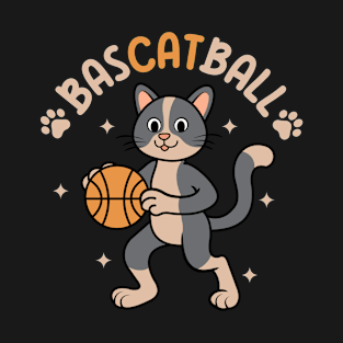 Bascatball Cat Playing Basketball T-Shirt