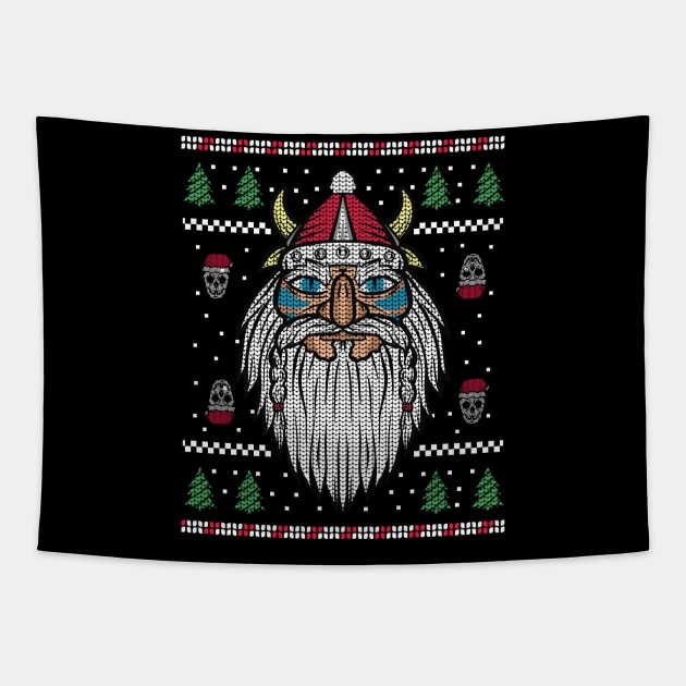 Viking Ugly Christmas Sweater Tapestry by SLAG_Creative