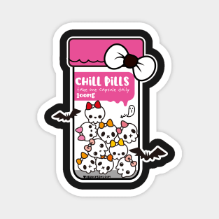 chill pills cute skull cartoon Magnet