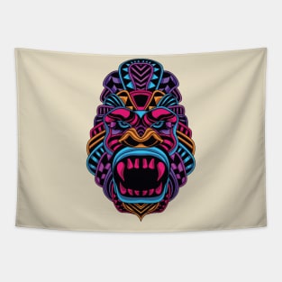 gorilla head neon Tapestry