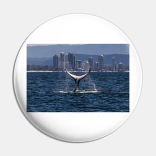 Humpback Whale Tail Slapping off Surfers Paradise Pin