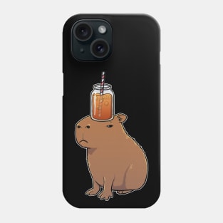 Capybara with Iced Tea on its head Phone Case