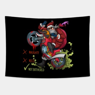 Naughty Santa Motorbike Rider Tapestry