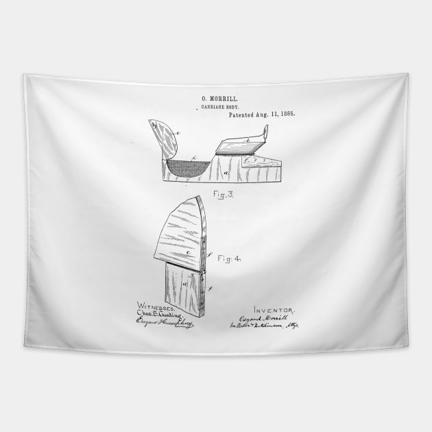 Carriage Body Vintage Patent Hand Drawing Tapestry by TheYoungDesigns