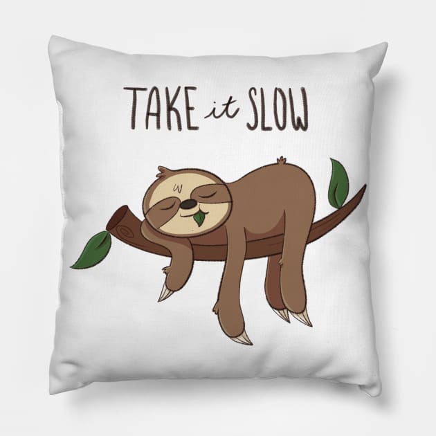 Cute Sloth - Take it Slow Pillow by SaganPie