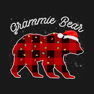 Grammie Bear Santa Christmas Pajama Red Plaid Buffalo Family Funny T-Shirt