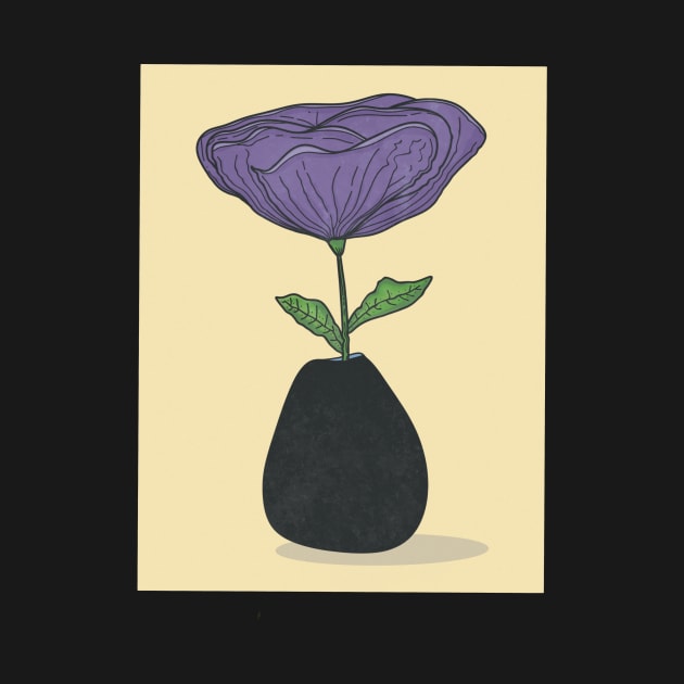 Purple Flower Black Vase by WalkSimplyArt