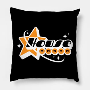 HOUSE MUSIC  - Y2K Star Galaxy (White/Orange) Pillow