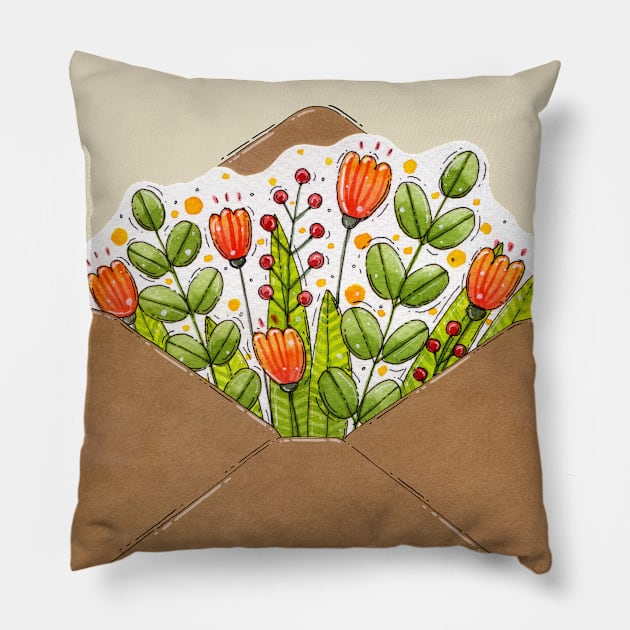 Floral envelope Pillow by Tania Tania