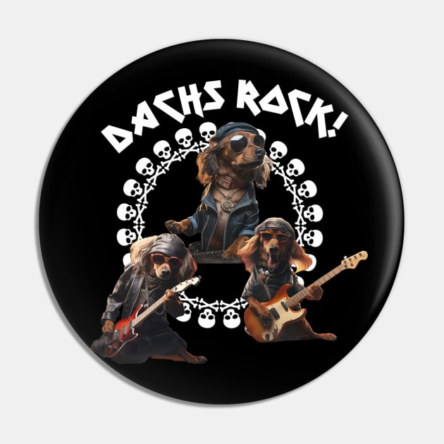 DACHS ROCK! Awesome Dachshund Trio Rock Band Pin by Long-N-Short-Shop