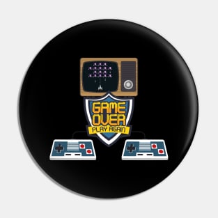 Game over, Play again pixel art Pin