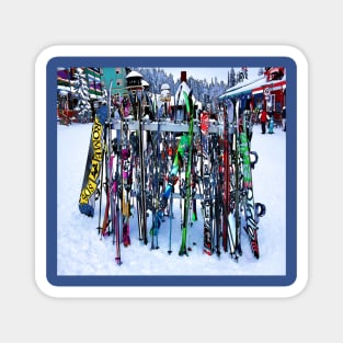 The Ski Party - Skis and Poles Magnet