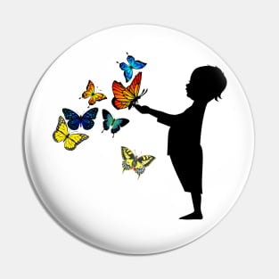 Little Boy and Big Butterflies Pin