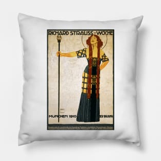 RICHARD STRAUSS-WOCHE Munchen 1910 by Ludwig Hohlwein Vintage Theater Art Pillow