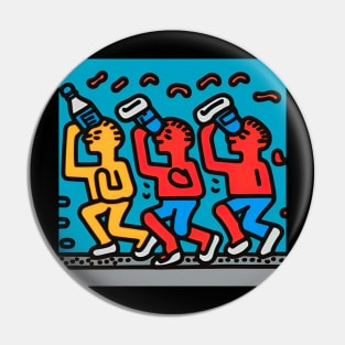 Funny Keith Haring, drink More water Pin