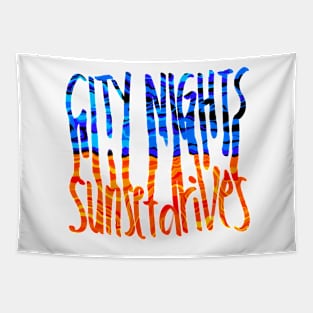 city nights sunset drives Tapestry