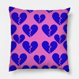 Broken Hearts of Sapphire Blue - Pink Background Pillow