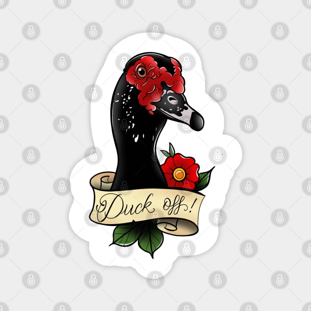 Duck off! Magnet by Jurassic Ink