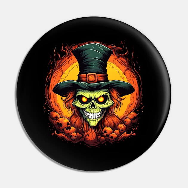 Eerie Halloween Ghoul Art - Spooky Season Delight Pin by Captain Peter Designs