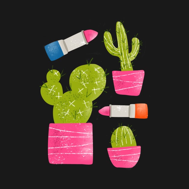 Cactus and Lipstick Sticker Set by ellolovey