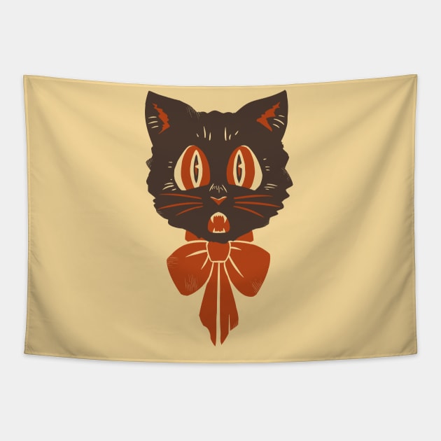 Halloween Scaredy Cat Vintage Inspired Tapestry by ScaredyKai