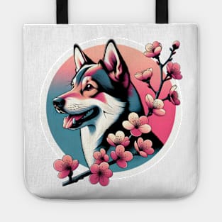 Swedish Vallhund Enjoys Spring Cherry Blossoms Tote