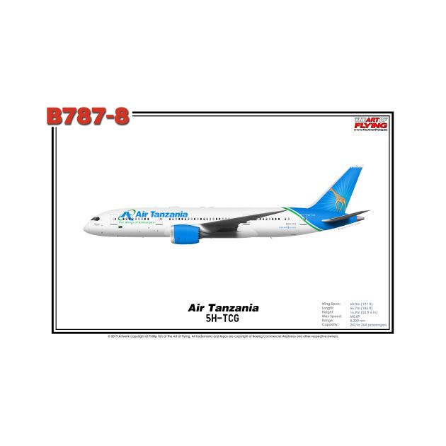 Boeing B787-8 - Air Tanzania (Art Print) by TheArtofFlying