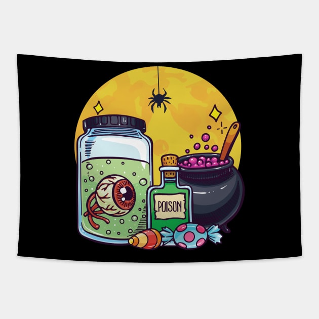 Magic Halloween Tricks or Treat Potions Tapestry by Kali Space