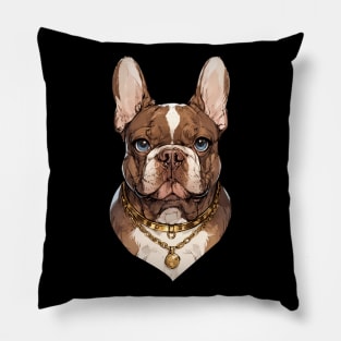 Chocolate Tan with Gold Chain French Bulldog Pillow