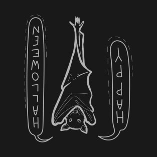 Upside Down Goth Witch "Happy Halloween Bat" T-Shirt