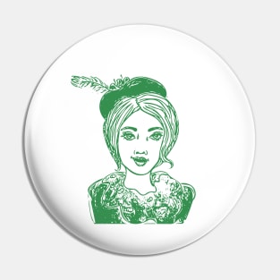 Green Woman in a Hat Pin