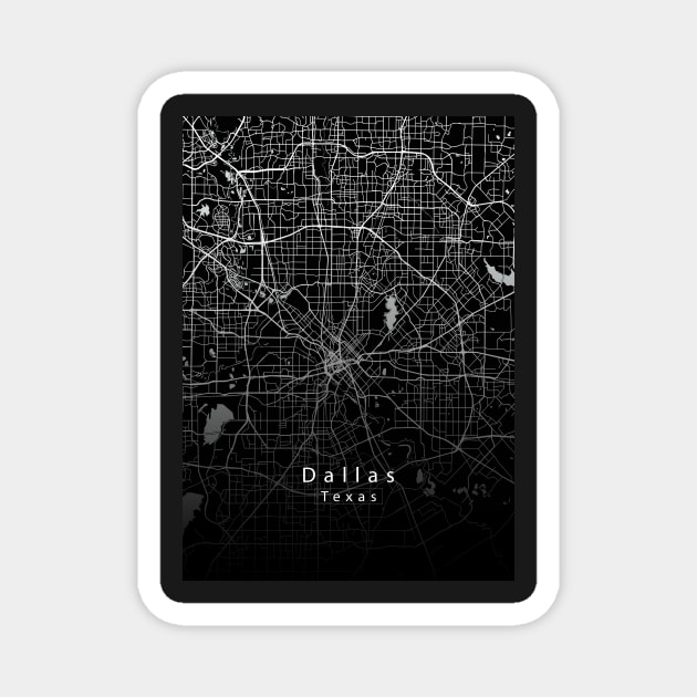 Dallas Texas City Map dark Magnet by Robin-Niemczyk