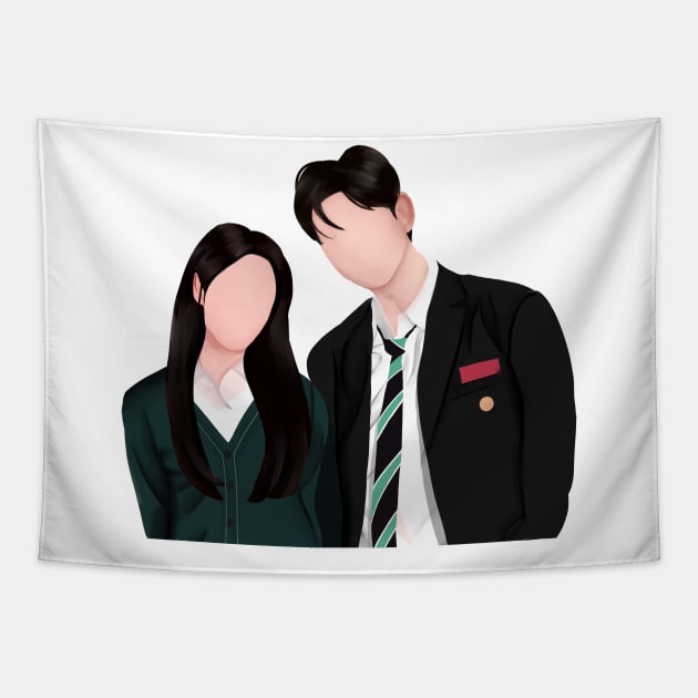 All of us are dead, Choi Nam Ra and Lee Soo Hyuk Drawing Tapestry by BeccaKen Designs