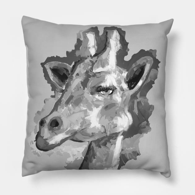 Giraffe Lover Black and White Pillow by mailsoncello