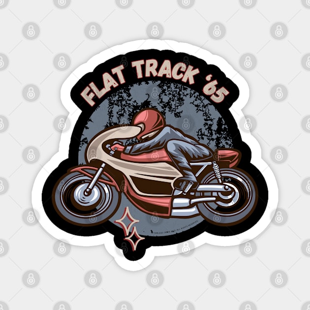 Flat Track '65 Cafe Racer Retro Motorcycle Magnet by Timeless Chaos