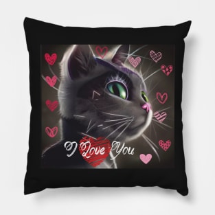 I LOVE YOU, Valentine's Day, cute cat Pillow