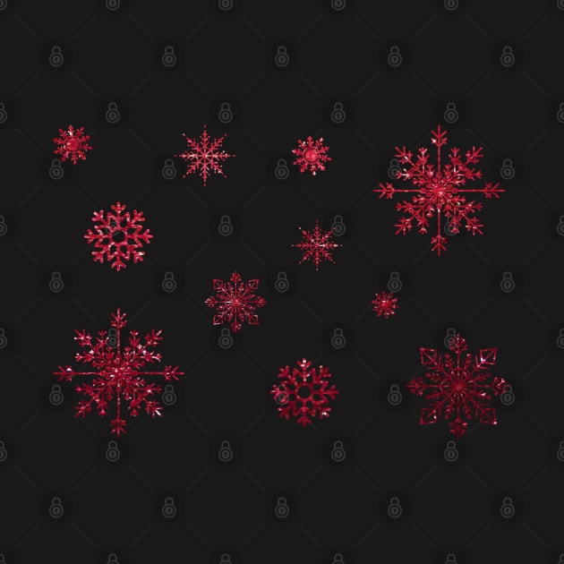 Red Faux Glitter Snowflakes by Felicity-K