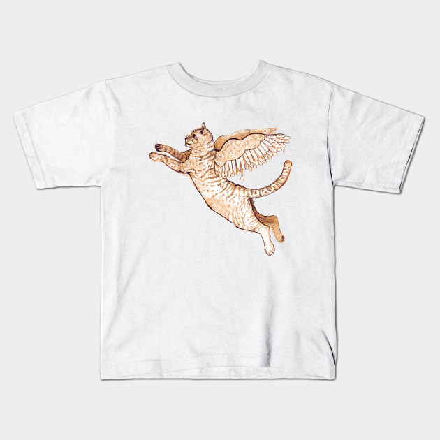 Winged Flying Cat Cattawampus Flying Cat Kids T Shirt