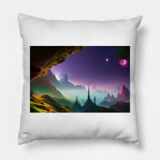 Alien planet at night Pillow