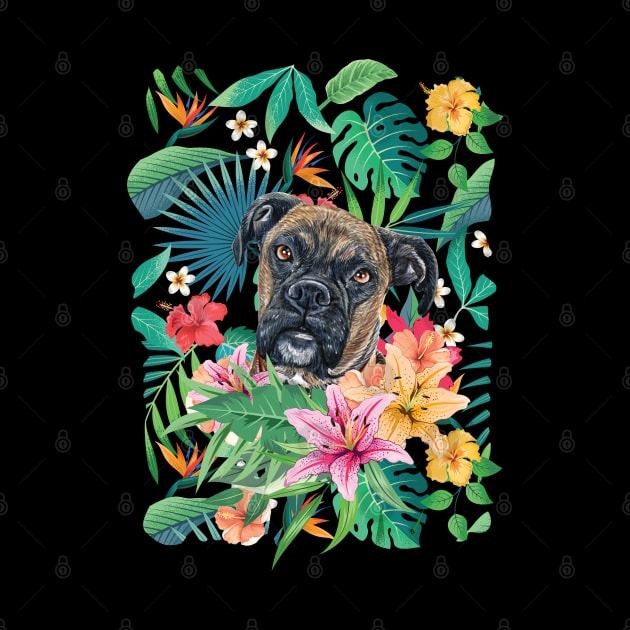 Tropical Brindle Boxer Dog 1 by LulululuPainting